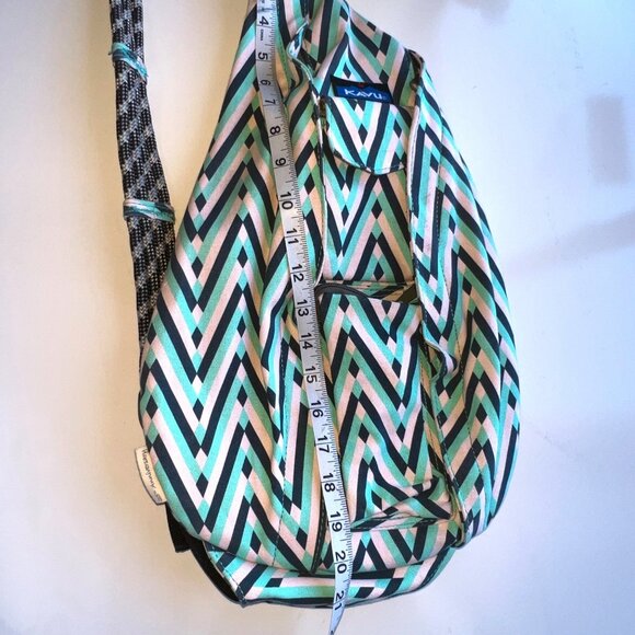 Kavu Rope Sling Bag Chevron 25th Anniversary Teal Pink Cotton Adjustable Strap - Picture 14 of 14